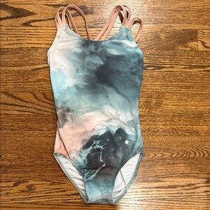 Destira Swirl Pink and Blue Strappy Leotard